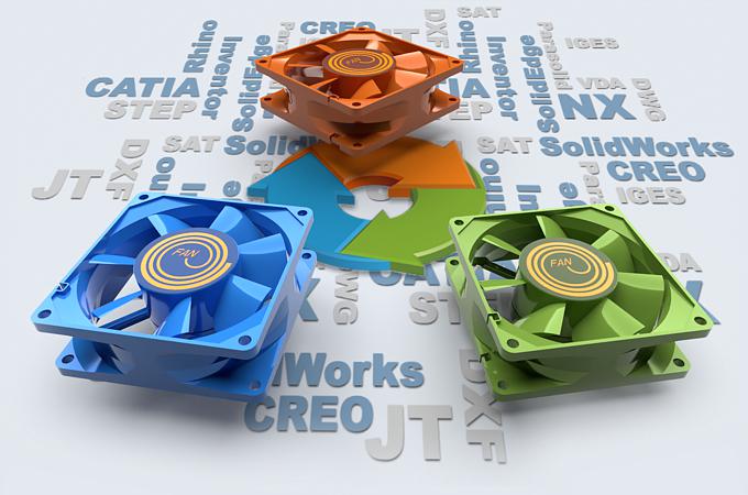 3D-Tool CAD-Schnittstellen zur Konvertierung von CATIA, Siemens NX, SolidWorks, CREO, Inventor, Rhino, JT und STEP