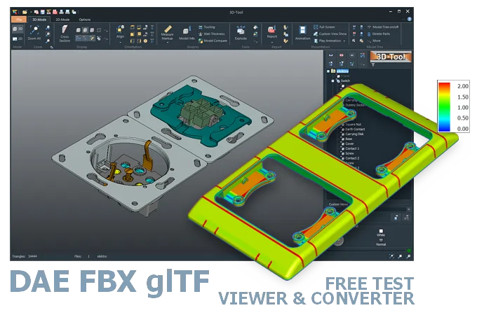 3D-Tool: DAE-, FBX- und glTF/GLB-Dateien öffnen - Collada-, Filmbox- und glTF-Modelle ansehen und analysieren