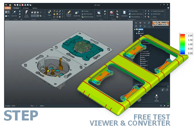 3D-Tool: STEP-AP203-, AP214- und AP242-Dateien öffnen und konvertieren - STEP-Modelle messen und analysieren