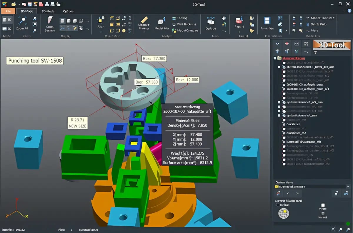 Screenshot der intuitiven Messwerkzeuge des 3D-Tool CAD-Viewers - Dynamische 3D-Bemaßungen und 3D-Anmerkungen direkt am Modell