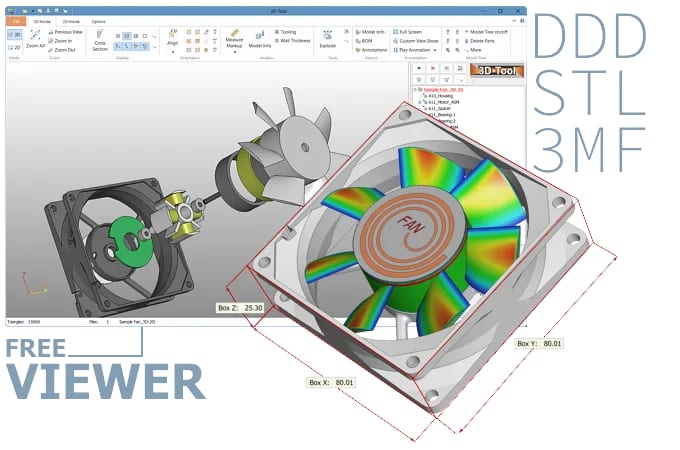 Der 3D-Tool Free Viewer ist ein kostenloser CAD-Viewer für DDD-, 3MF- und STL-Dateien