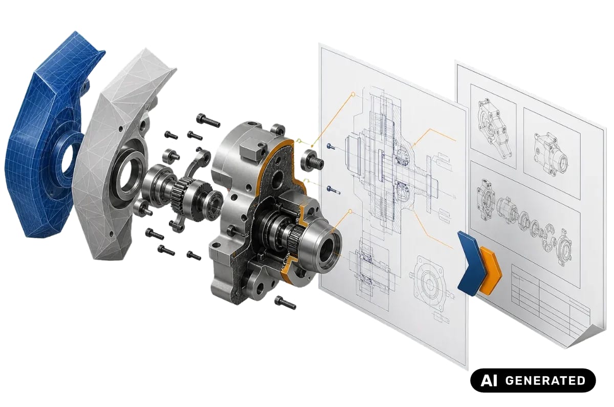 CAD-Modell für Anzeige und technische Dokumentation in 3D-Tool konvertiert