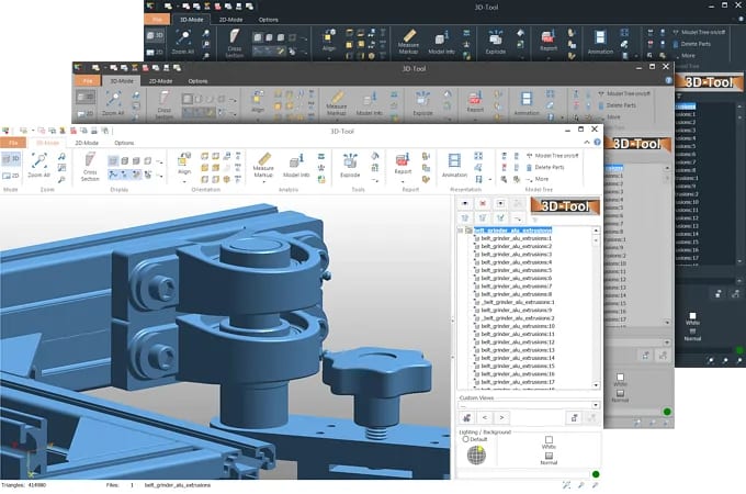 Screenshots der intuitiven Benutzeroberfläche des 3D-Tool CAD-Viewers.