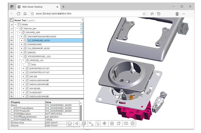 Der 3D Tool Converter erstellt 3D-Visualisierungsdateien, einschließlich 3D-PDF, 3D-HTML, FBX, Collada, 3MF und glTF