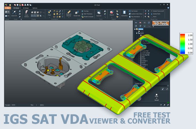 Screenshot vom 3D-Tool IGES-VDA-SAT-Viewer und -Konverter