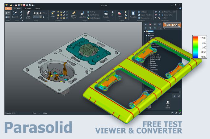 Screenshot vom 3D-Tool Parasolid-Viewer und Konverter