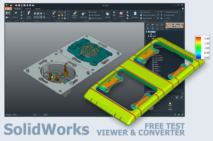 Screenshot vom 3D-Tool SolidWorks-Viewer und Konverter