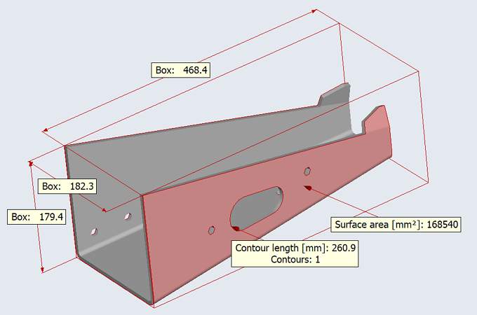Der 3D-Tool CAD-Viewer berechnet Flächeninhalte, Konturlängen und die minimale Begrenzungsbox