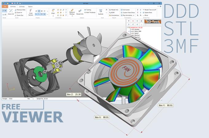 Der 3D-Tool Free Viewer ist ein kostenloser CAD-Viewer für DDD-, 3MF- und STL-Dateien