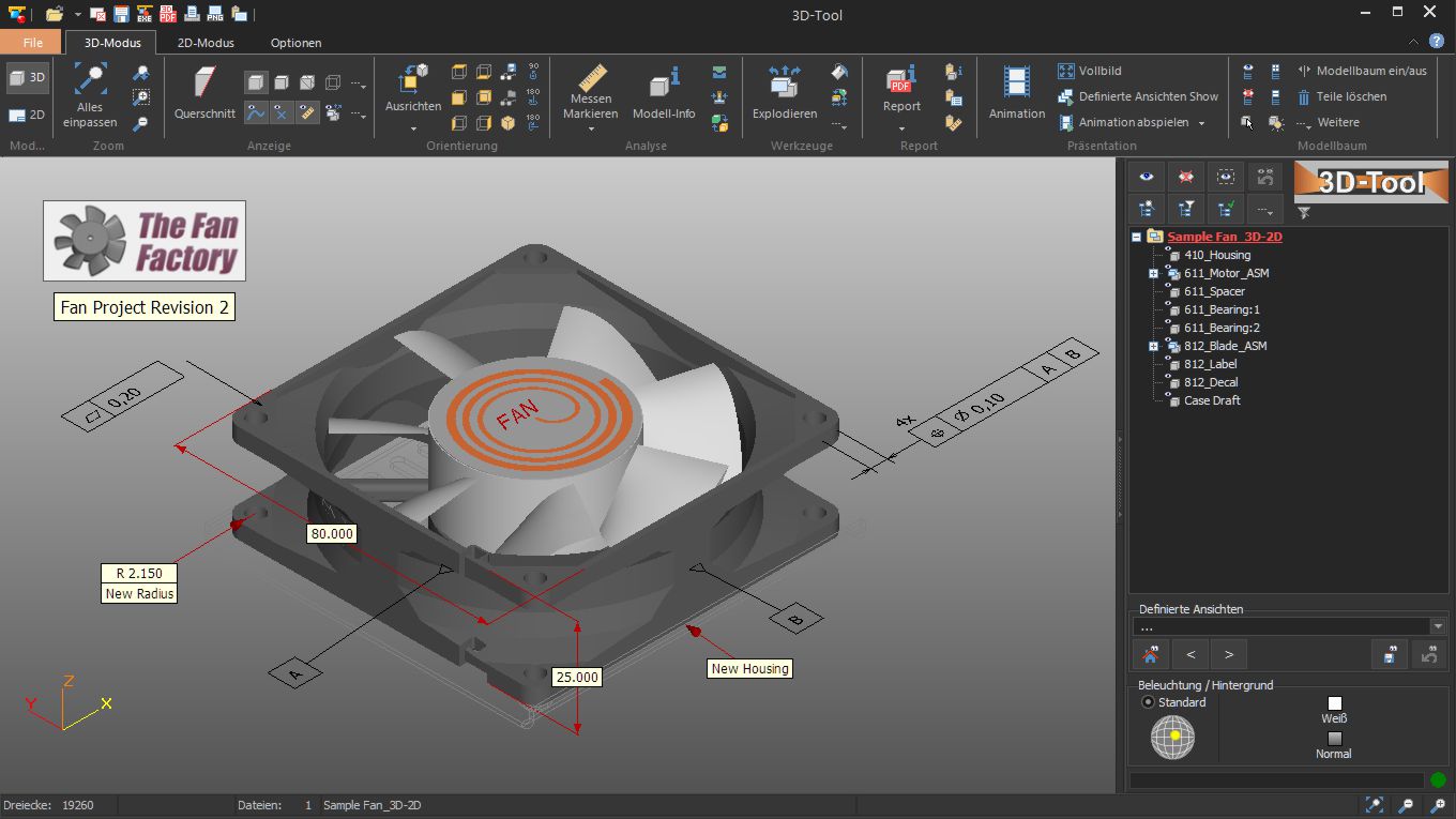 3D CAD Viewer mit benutzerfreundlichen Messwerkzeugen