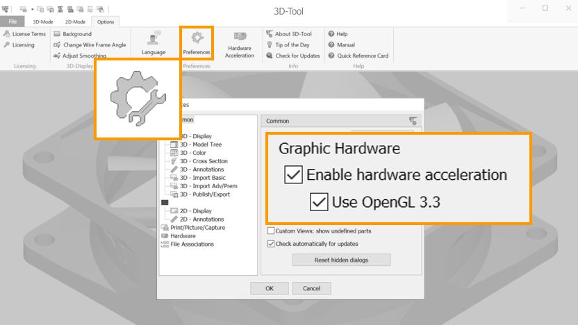 Aktivierung der Hardwarebeschleunigung im 3D-Tool CAD Viewer